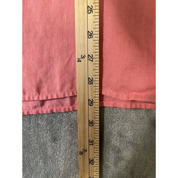 J Jill Love Linen Blouse Shirt Coral Womens Sz Medium Long Sleeve Classic - Picture 6 of 10